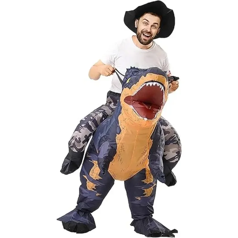 Equitação tiranossauro rex traje inflável engraçado tiranossauro dino explodir terno natal halloween carnaval desempenho terno