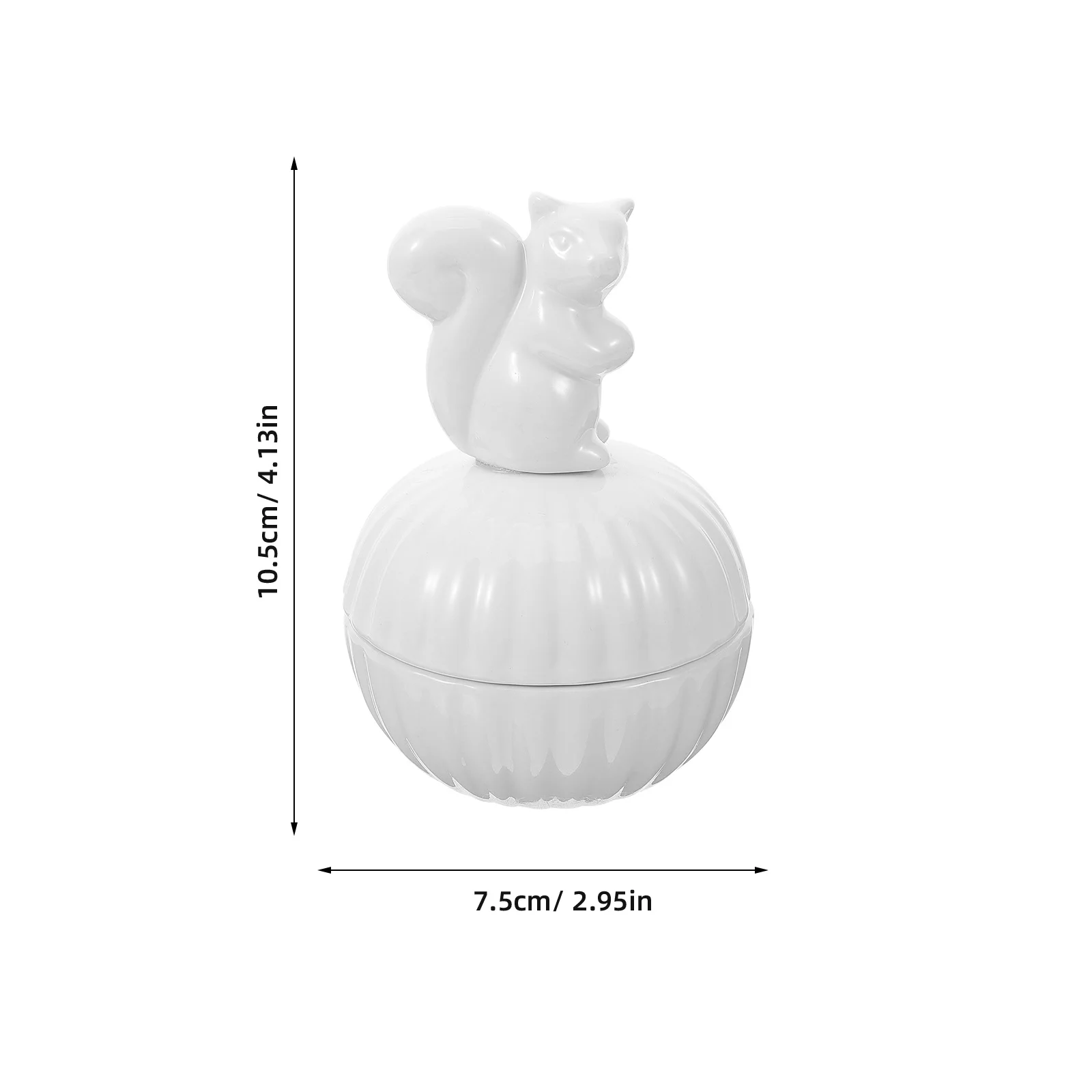 Animal Jewelry Storage Jar Squirrel Ring Holder Ceramic Trinket Container Organizer White