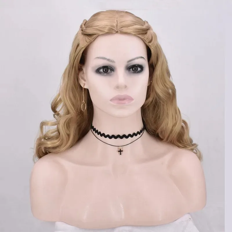 سندريلا شعر مستعار تأثيري براون الذهب الاصطناعية طويلة مجعد شعر مستعار المرحلة اللعب Coser لطيف فتاة عالية الجودة هالوين شعر مستعار حفلة يومية