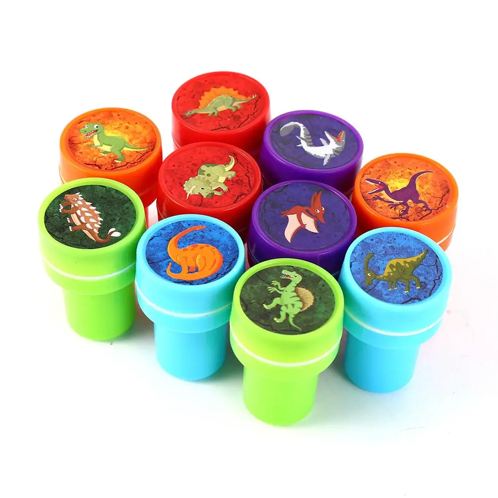 10pcs Assorted Dinosaur Stamps Kids Party Favors Event Supplies for Birthday Party Gift Toys Boy Girl Pinata Fillers Dropship