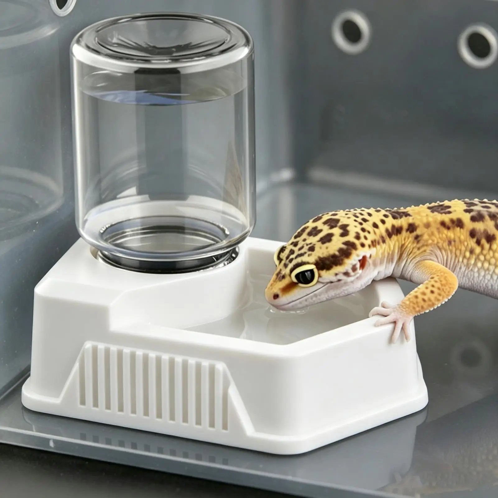 Automatischer Reptilien-Wassernapf, wiederverwendbarer Behälter, kreative Futterstation, Dekoration, Trinkwerkzeug für Schlangen, Schildkröten, Geckos – Detail 4