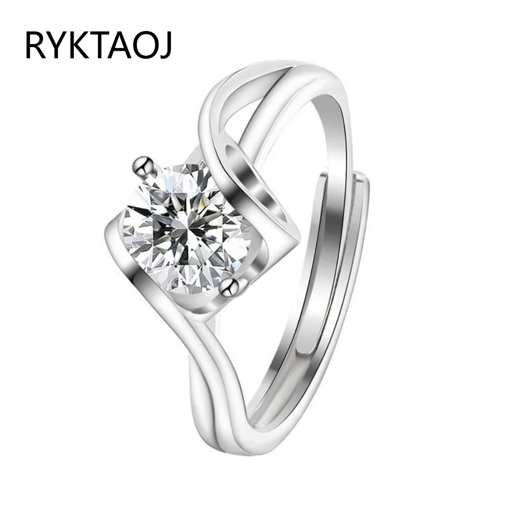 925 Sterling Silver 1 Carat CZ Ring, Twisted Band with Heart-Shaped Setting, Elegant Women's Promise Wedding Jewelry Gift