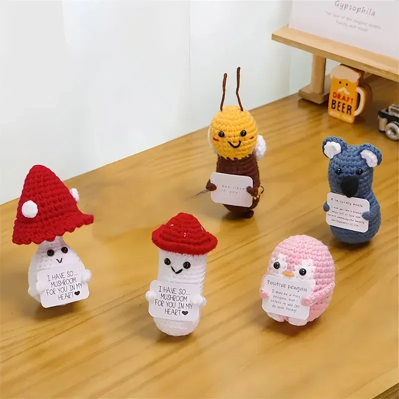 Positive Energy Potato Mini Handmade Plush Knitted Doll Handmade Knitting Dolls Funny Christams Gift Home Room Decoration