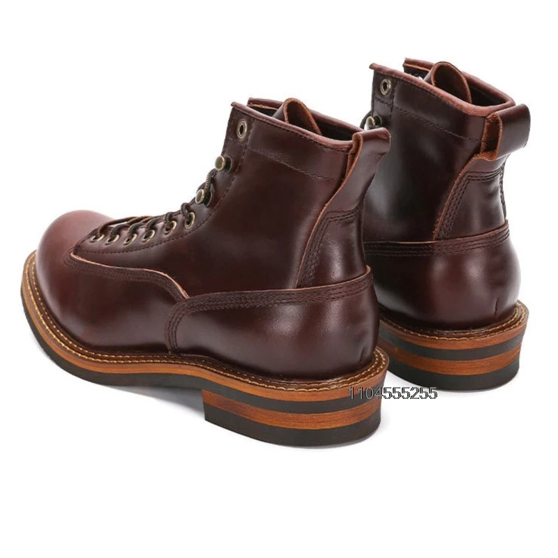 Botas de moto Vintage para hombre, botines antideslizantes de cuero de vaca, botas de desierto, zapatos informales Retro para motocicleta