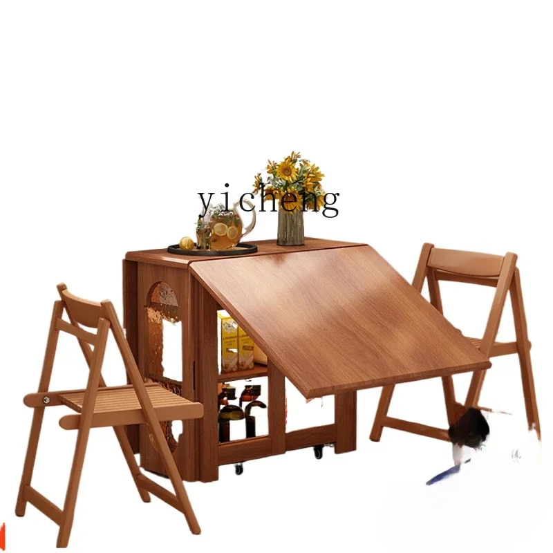 

ZZZXL antique solid wood folding dining table removable retractable square dining table and chair set