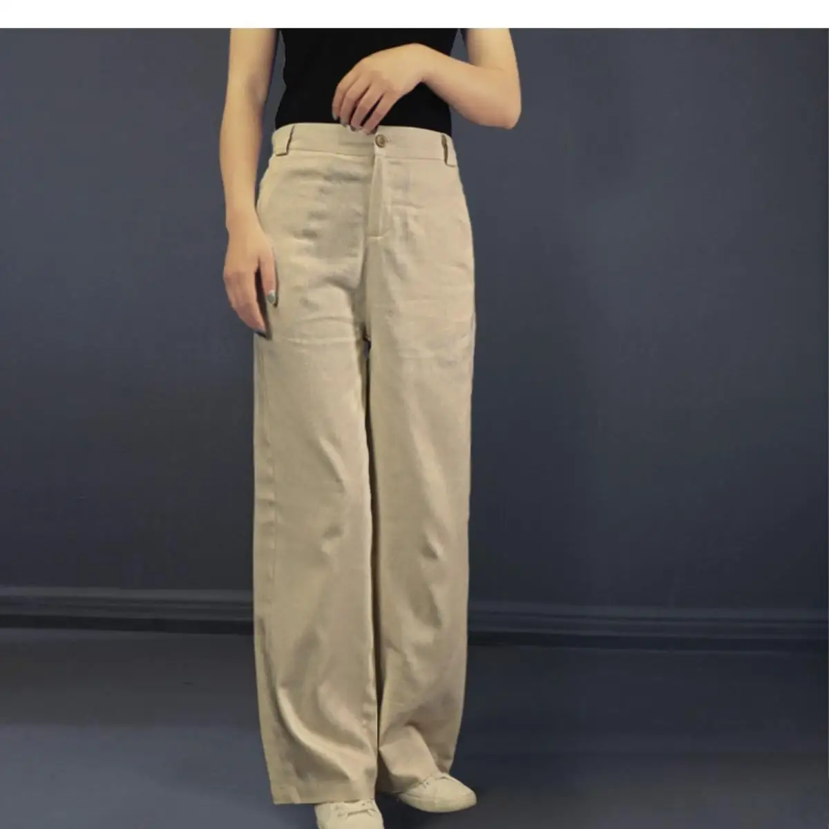 ใหม่ฤดูใบไม้ผลิและฤดูร้อนผ้าลินินผู้หญิงหลวม Slim Casual กางเกงตรง