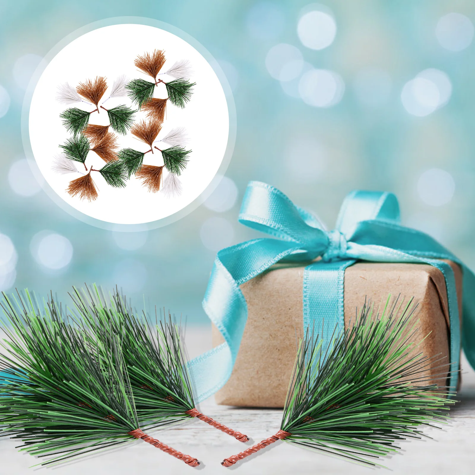 

30pcs Simulated Pine Branches Realistic Wedding Decors Diy Bouquet Accessories Colorfast Party Decorations Festive