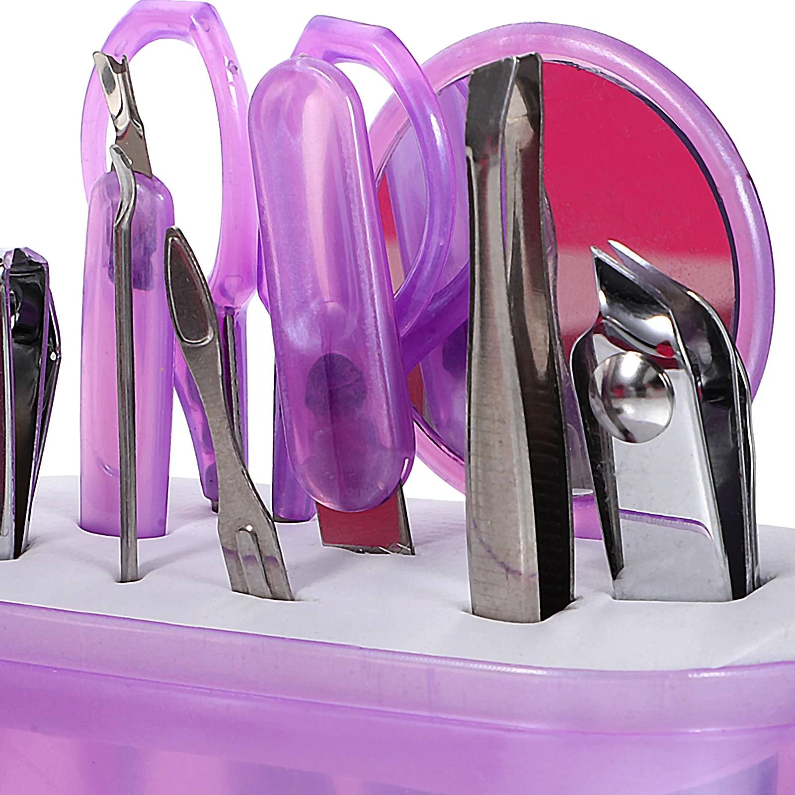 9-częściowy zestaw do manicure 9 w 1 ze stali nierdzewnej dla kobiet, etui w kształcie jabłka, podróżny zestaw do pielęgnacji paznokci na zewnątrz.