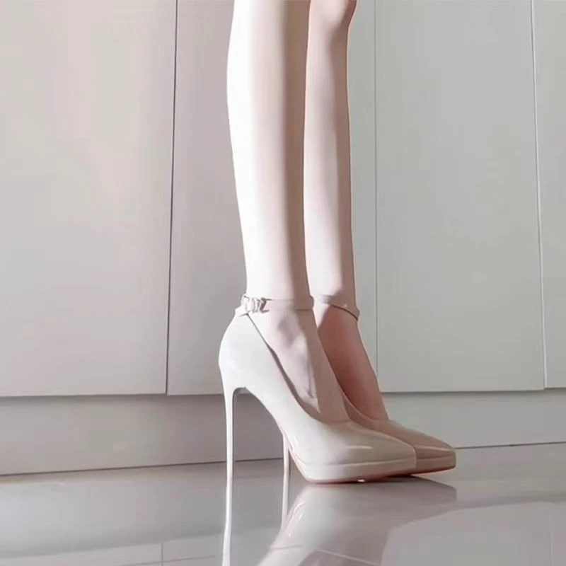 Ein-Steck-Schnalle High Heels 2025 Frühling Neue Lackleder Stiletto-Absatz Arbeitsschuhe Großer Spitze Flacher Mund Damenschuhe – Detail 6