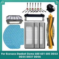 For Ecovacs Deebot Ozmo 600 601 605 DD33 DD35 DD37 DD56 Vacuum Cleaner Main Side Brush Hepa Filter Mop Wheel Parts Brush Cover