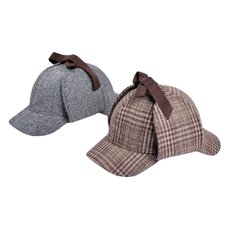 Detective-style Double-brimmed Hats with Ear Flaps Adult Detective Caps Fitted Caps Retro Baseball Caps