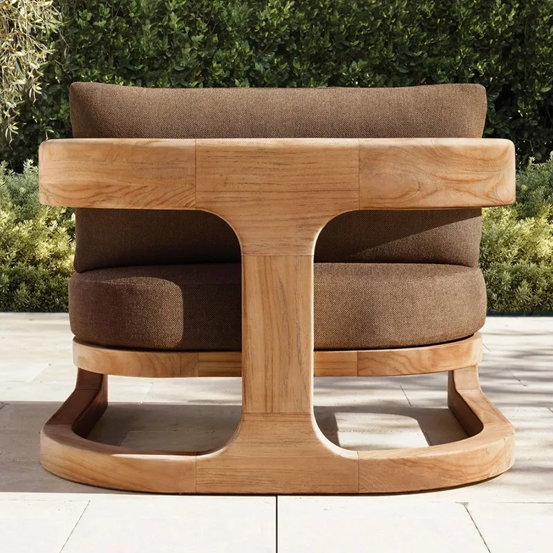 Sofa leisure waterproof courtyard garden coffee table outdoor teak sofa sun protection 4