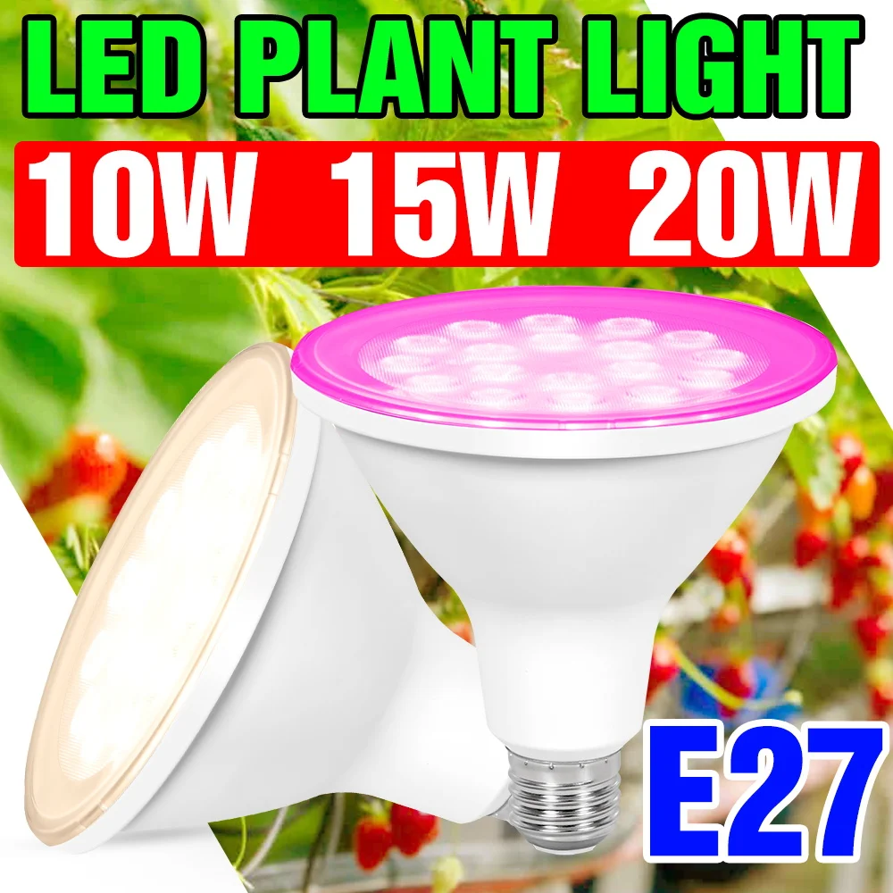 

Светодиодная лампа для растений 25 Вт, полный спектр, 100-277 В, для гидропоники, E27/E26, для теплиц, выращивания овощей, фруктов и цветов