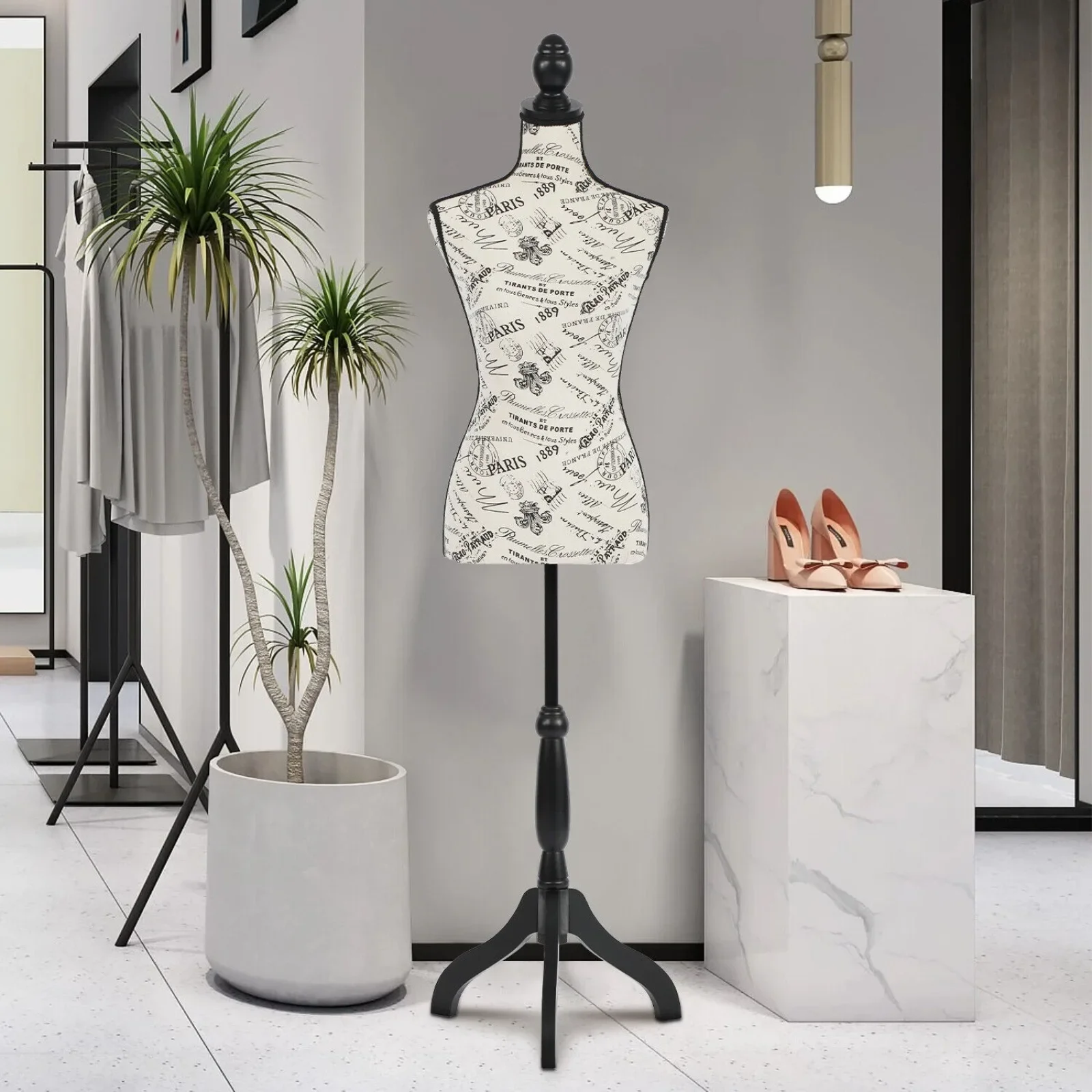 Female Model Dress Form Mannequin Torso Manikin w/Height Adjtable Tripod Stand