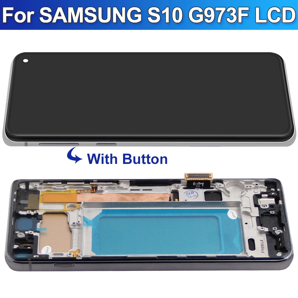 Für Samsung S10 G973 G973F SM-G973F LCD-Bildschirm mit Rahmen, digitaler Touchscreen-Display-Baugruppe, Ersatz für digitale Geräte – Detail 7