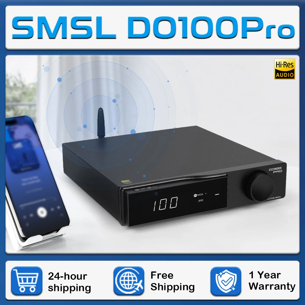 

SMSL DO100 Pro Hi-Res MQA DAC Bluetooth5.1 DAC Dual ES9039Q2M Decoder Bluetooth5.1 LDAC 24bit/96kHz DSD512 OPA1612 HDMI-ARC High