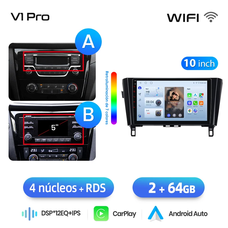 Junsun Radio VozAI voor Qashqai J11 X-Trail3 2013-2017 draadloze CarPlay AndroidAuto autoradio 2DIN met Bluetooth DAB+ GPS RDS