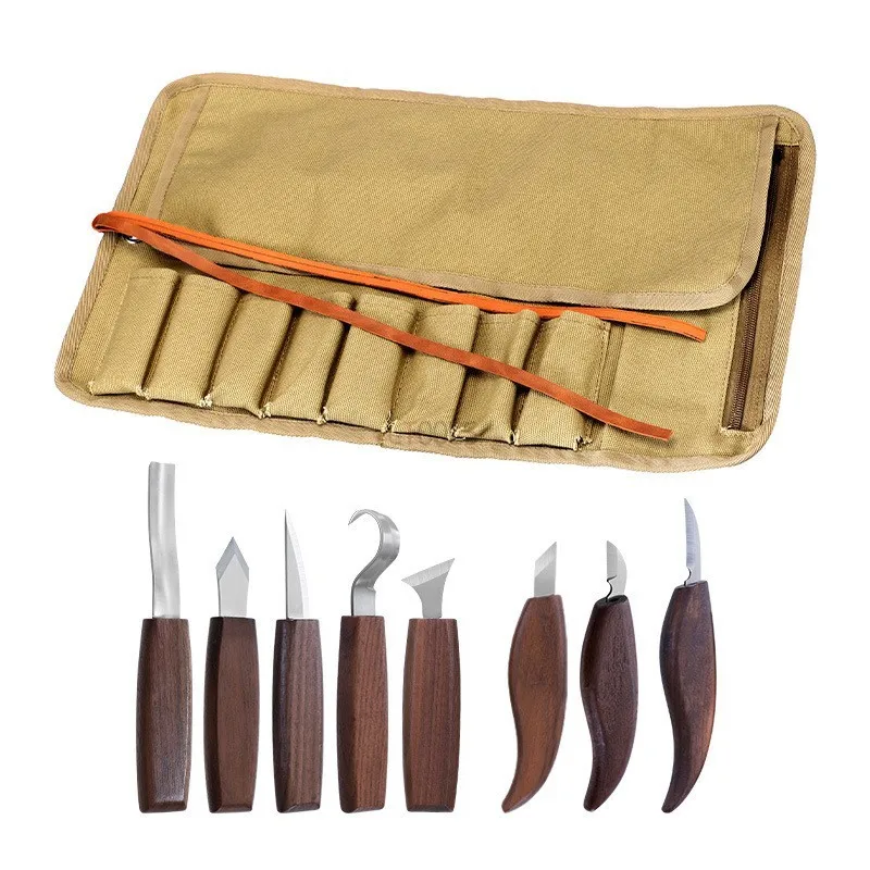 

9pcs Wood Carving Knife Chisel Hook Knife Carving Tools Ergonomic Woodworking Spoon Durable Crooked Sculptural Professional