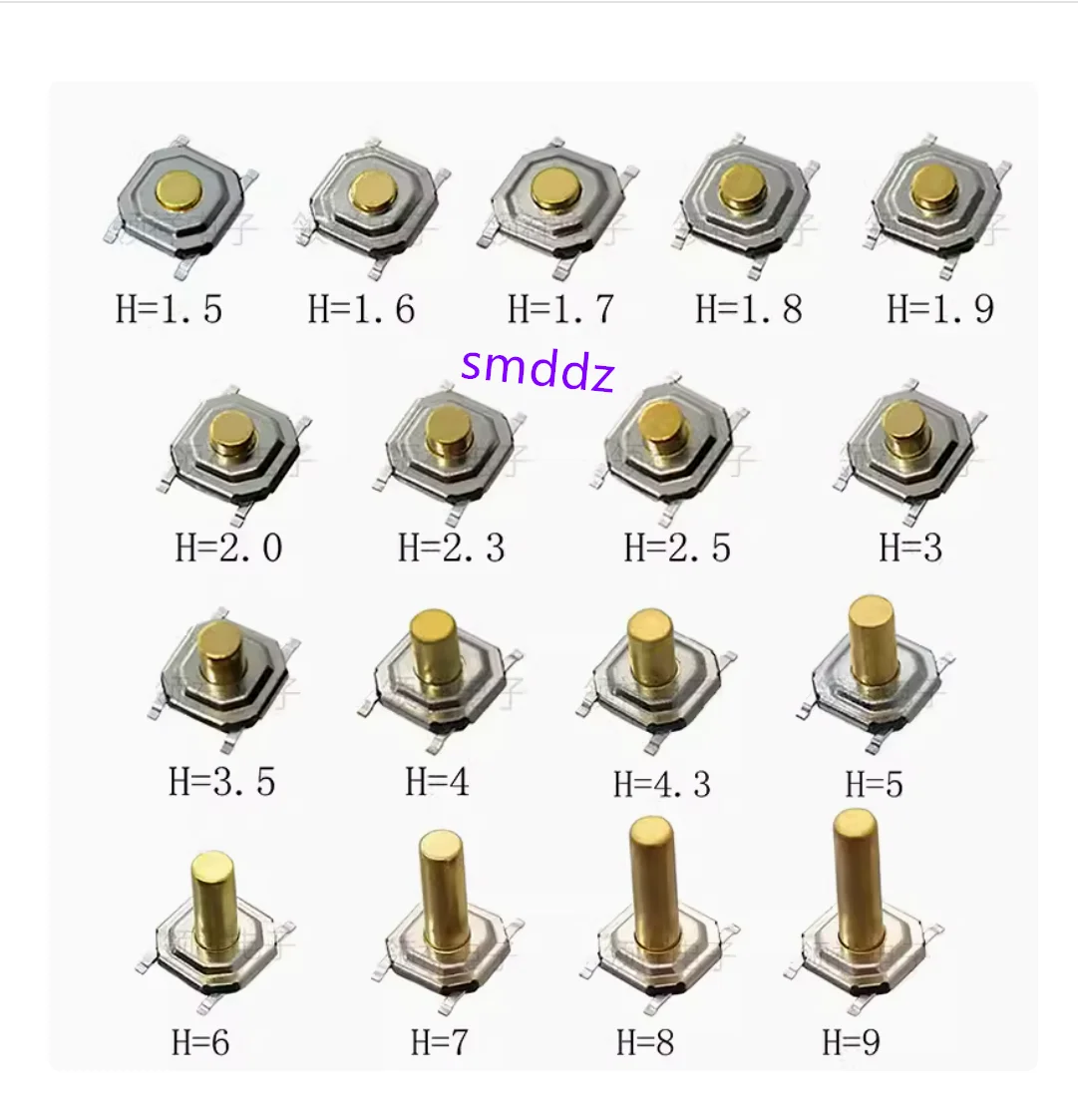 200pcs / Micro touch switch 4 * 4 * 1.5 button, micro moving LCD patch, 4-pin waterproof copper head button