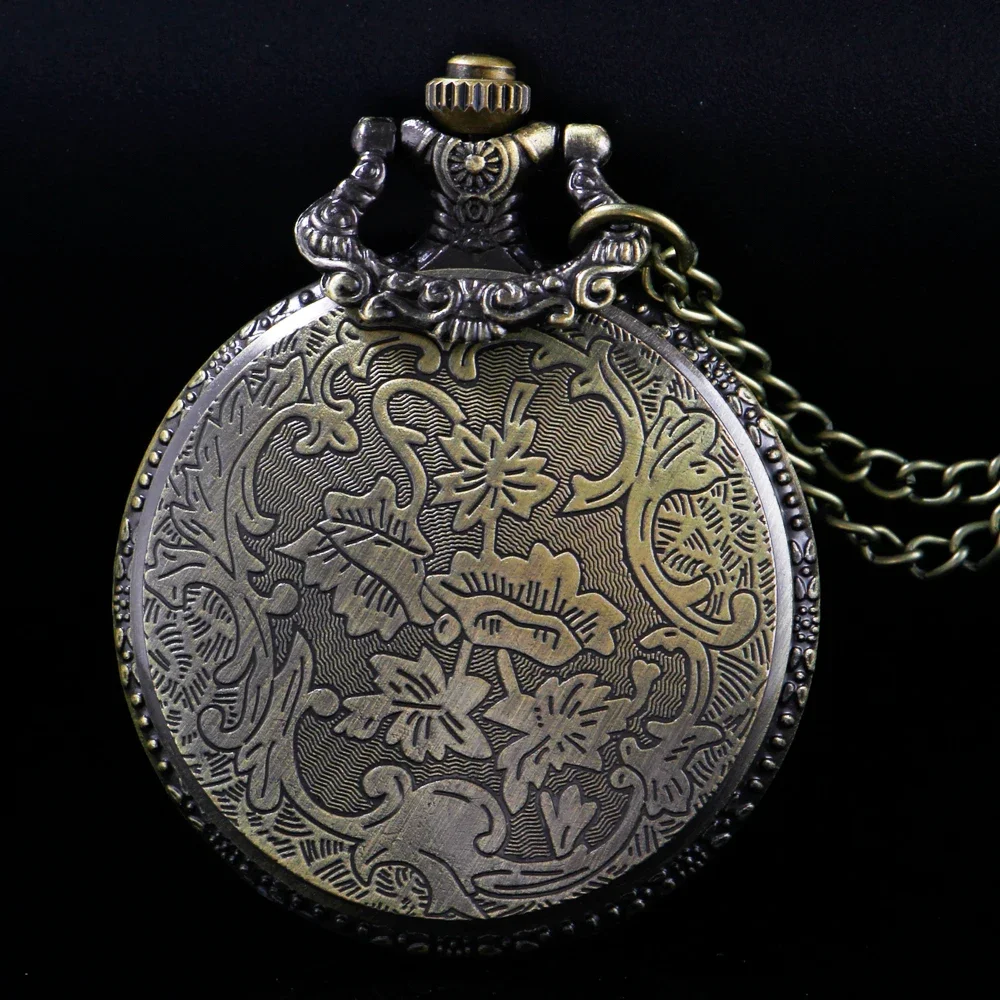 Retro Bronze Calssic Game Dragon Time Gemstone Quartz Pocket Watch Fashion Pendant Necklace Clock Men's and Women's Kids Gifts