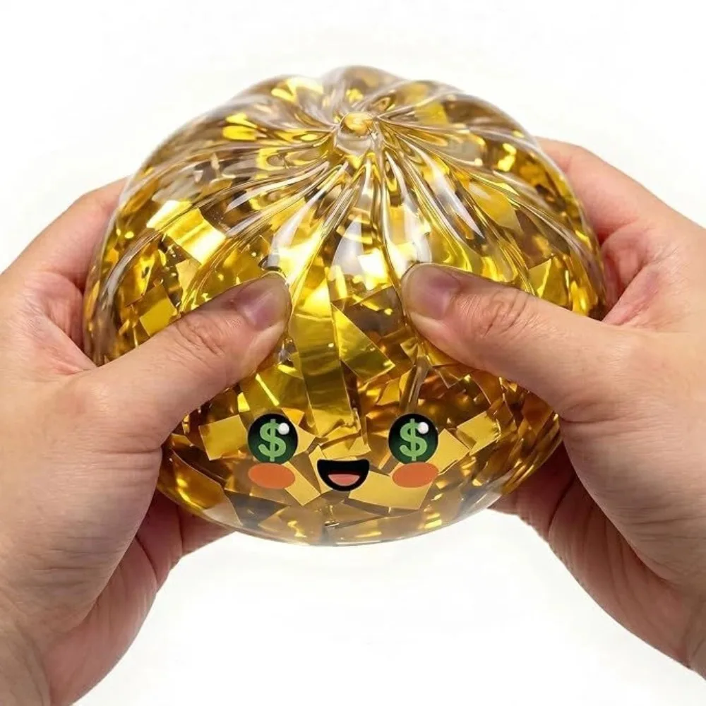 Glitzernder Goldener Dumpling Squishy, Versteckte Edition, Dumpling mit Box, Sensorisches Quetschspielzeug zur Stresslinderung, Geschenk
