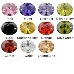 One Hole Cubic Zirconia Stone Multicolor Oval Shape Loose CZ Stones Synthetic Gems Beads For Jewelry AAAAA