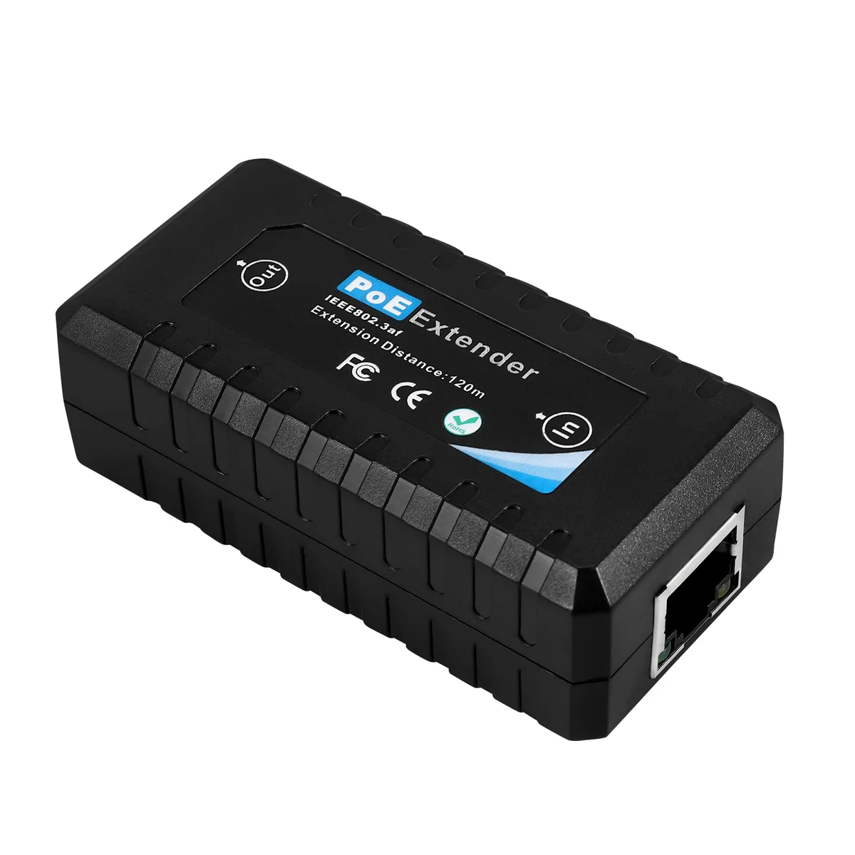 1 Port POE Extender 10/100Mbps with IEEE 802.3Af Standard Input / Output for IP Camera Transmission Distance 120 Meters HOT