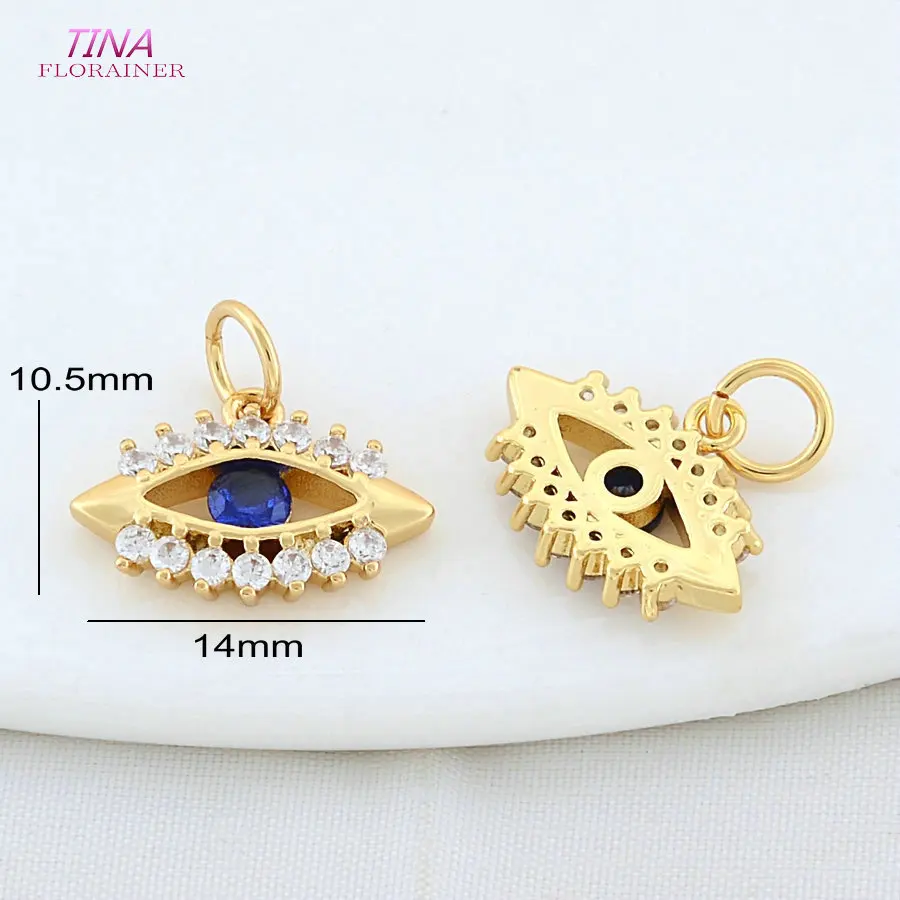 2PCS 10.5*14MM 14K Gold Color Brass with Zircon Eye Shaped Charms Pendants Necklace Earrings Jewelry Making  Accessories view 2