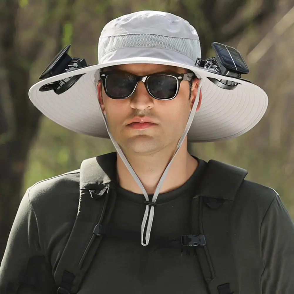 

Solar Hat Fan Sun Hat Men's Solar Fan Fisherman Hat with Windproof Brim Usb Charging Anti-uv Protection for Outdoor Activities