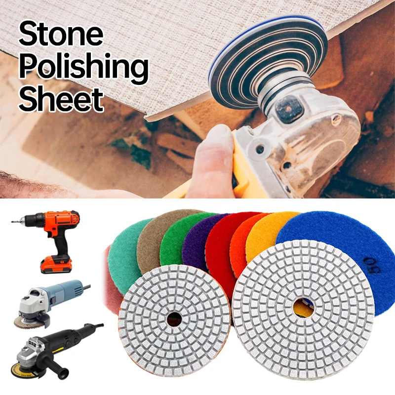 10Pcs 4Inch Sponge Stone Polishing Sheet Stone Sanding Disc Concrete Frosted Pads Water Grinding Disc Tool for Soft Stone Marble