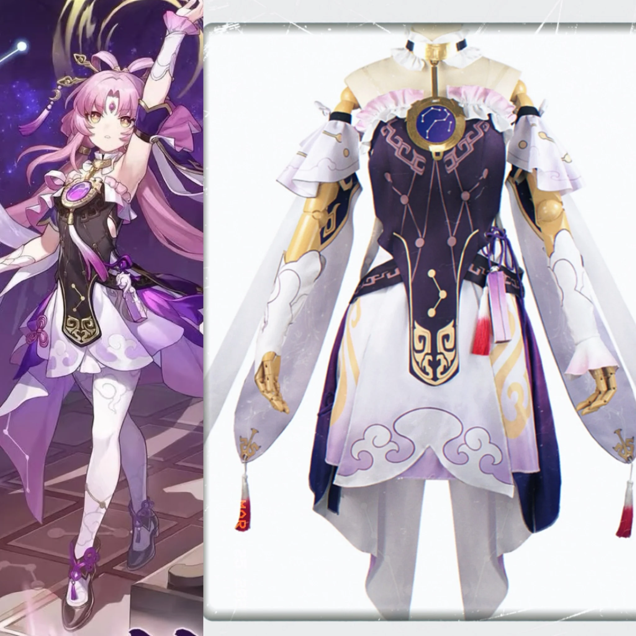 

Mystic Diviner Anime Cosplay Costume, Elegant Purple & Gold Fantasy Outfit for Conventions,Themed Events and Halloween