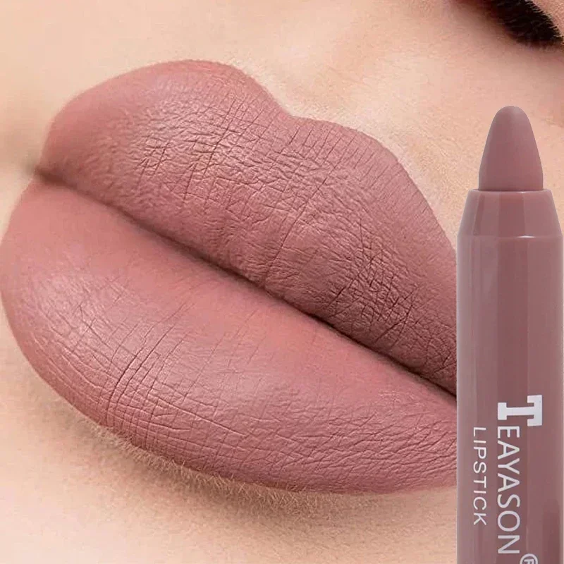 1PC Velvet Matte Lipstick Lipliner Waterproof Long Lasting Color Rendering Non-Stick Cup Solid Lip Gloss Lips Makeup Cosmetics