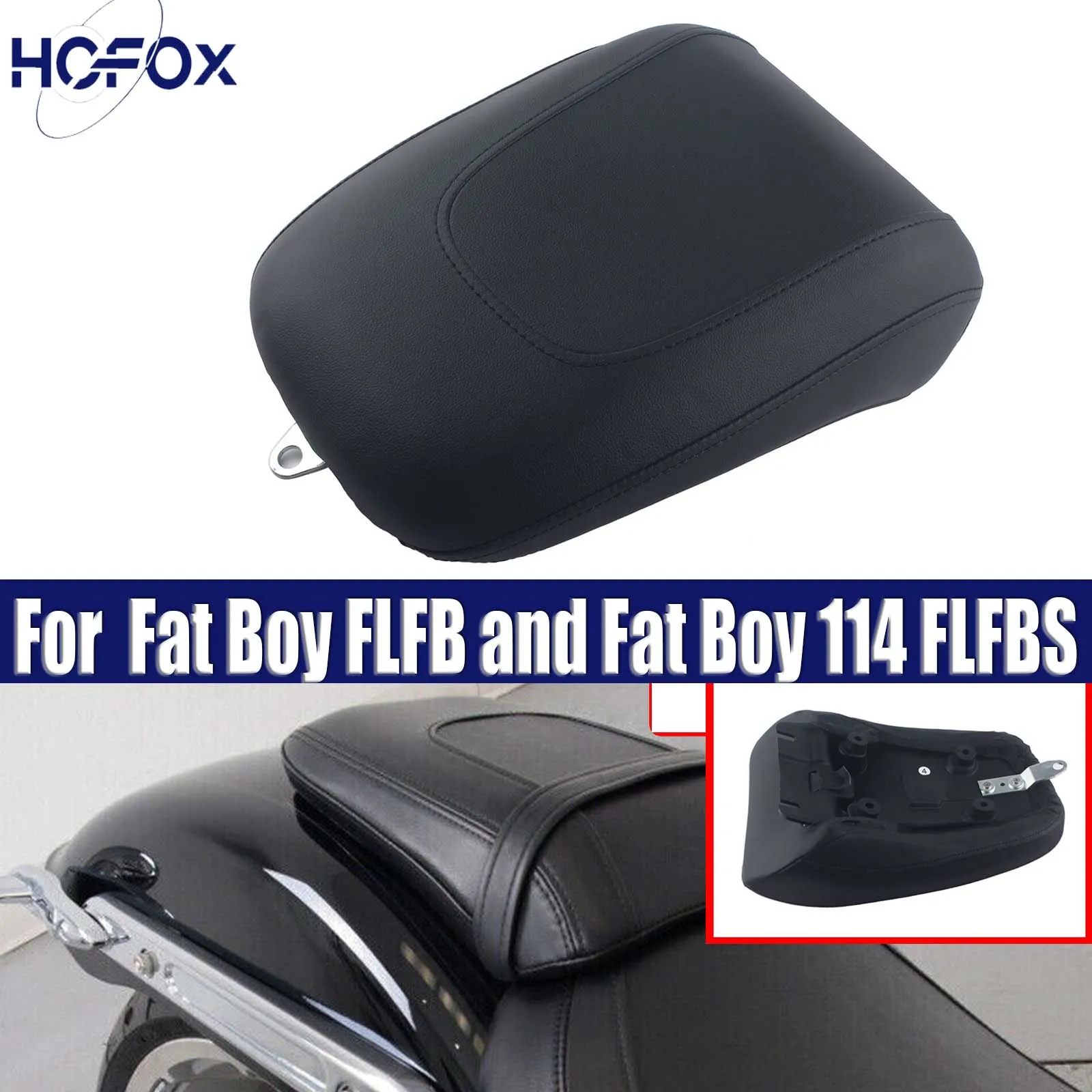 

Motorcycle Rear Passenger Seat Pillion Black Leather For Harley Fat Boy FLFBS 114 FLFB 107 2018 2019 2020 2021 2022 2023