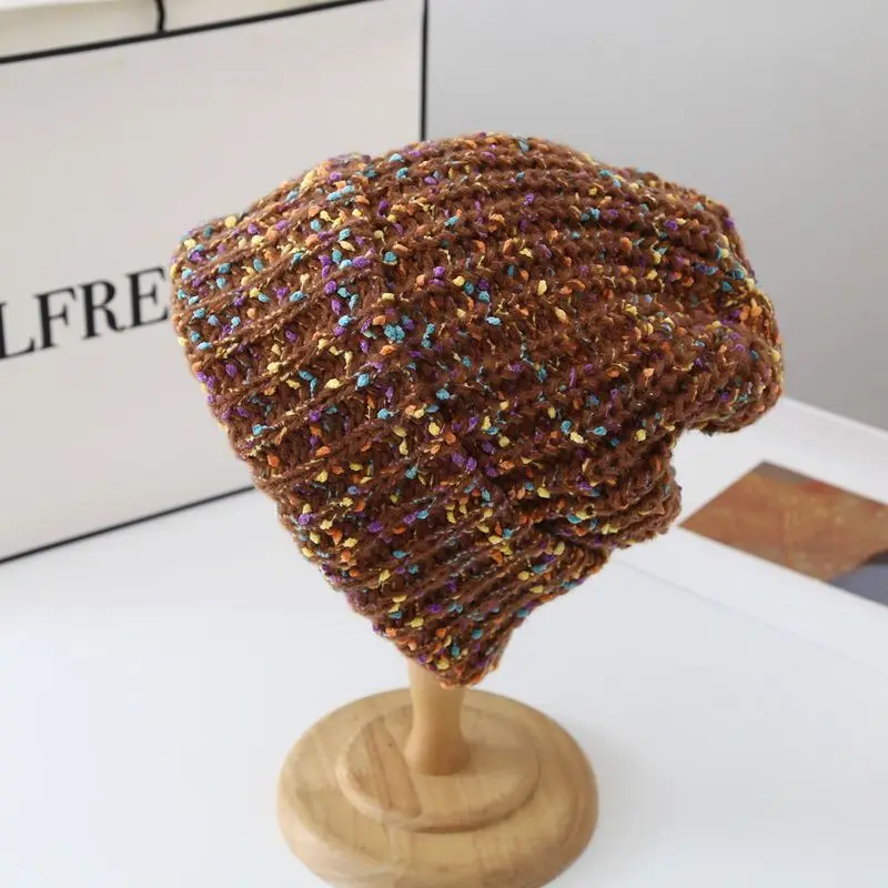 1 szt. Damska czapka beanie na jesień i zimę, ciepła, tęczowa, kolorowa, mieszana czapka typu skull cap, outdoorowa, codzienna, ciepła czapka skullies.