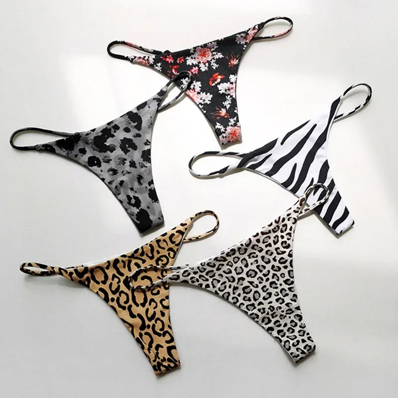 Cotton G String Leopard Women Panties Flower Briefs Thong Low Waist T-back Underwear Seamless Femlae Lingerie Size S-XXL