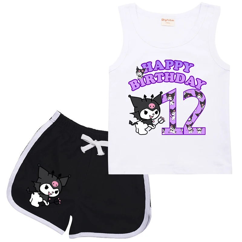 Kuromis Fato esportivo infantil, colete e shorts sem mangas, roupas casuais, Birthday Number, 123456789, 10, 11, 12 crianças, menina, menino