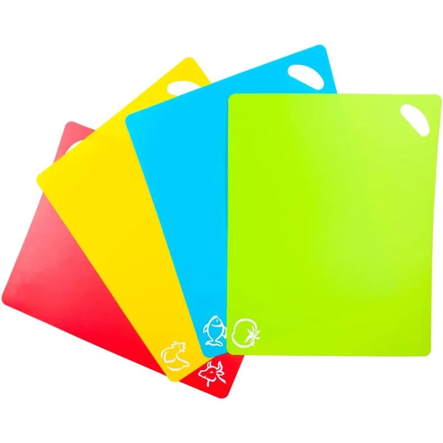 

Flexible Cutting Boards Set Cutting Board Mats for Cng Colored Cutting Board Set with Easy-Grip Handles Flexible Plastic Cuttin