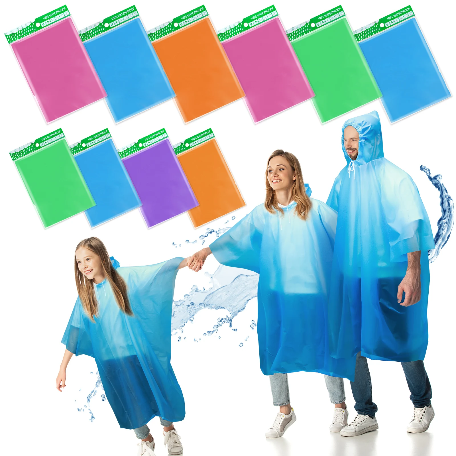 

Аварийный плащ-пончо, водонепроницаемая одежда от дождя, одеяло для выживания, кемпинга, дождевик, костюм для путешествий, семейный пакет, 10 шт./компл.