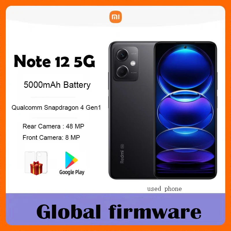 هاتف Xiaomi Redmi Note 12 5G الذكي 48MP البرامج الثابتة العالمية 5000mAh 6.67 "33W Qualcomm Snapdragon4 Ge1 هاتف مستعمل #1