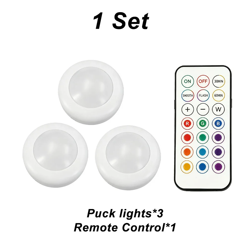 Für Bambu Lab Puck Lights Fernbedienung RGBW Bambu Lab KC007 3D-Drucker Kabelloses 16-Farben Rundes LED-Lampen-Set Timer Dimmbares LED-Kit