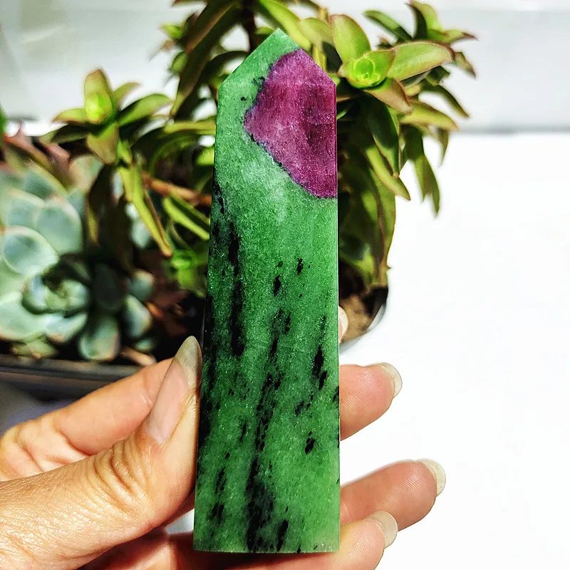 

Natural Ruby Crystal Tower Wand Point Stone Obelisk Home Decoration Prisms Wicca Chakra Healing Crystals Decor