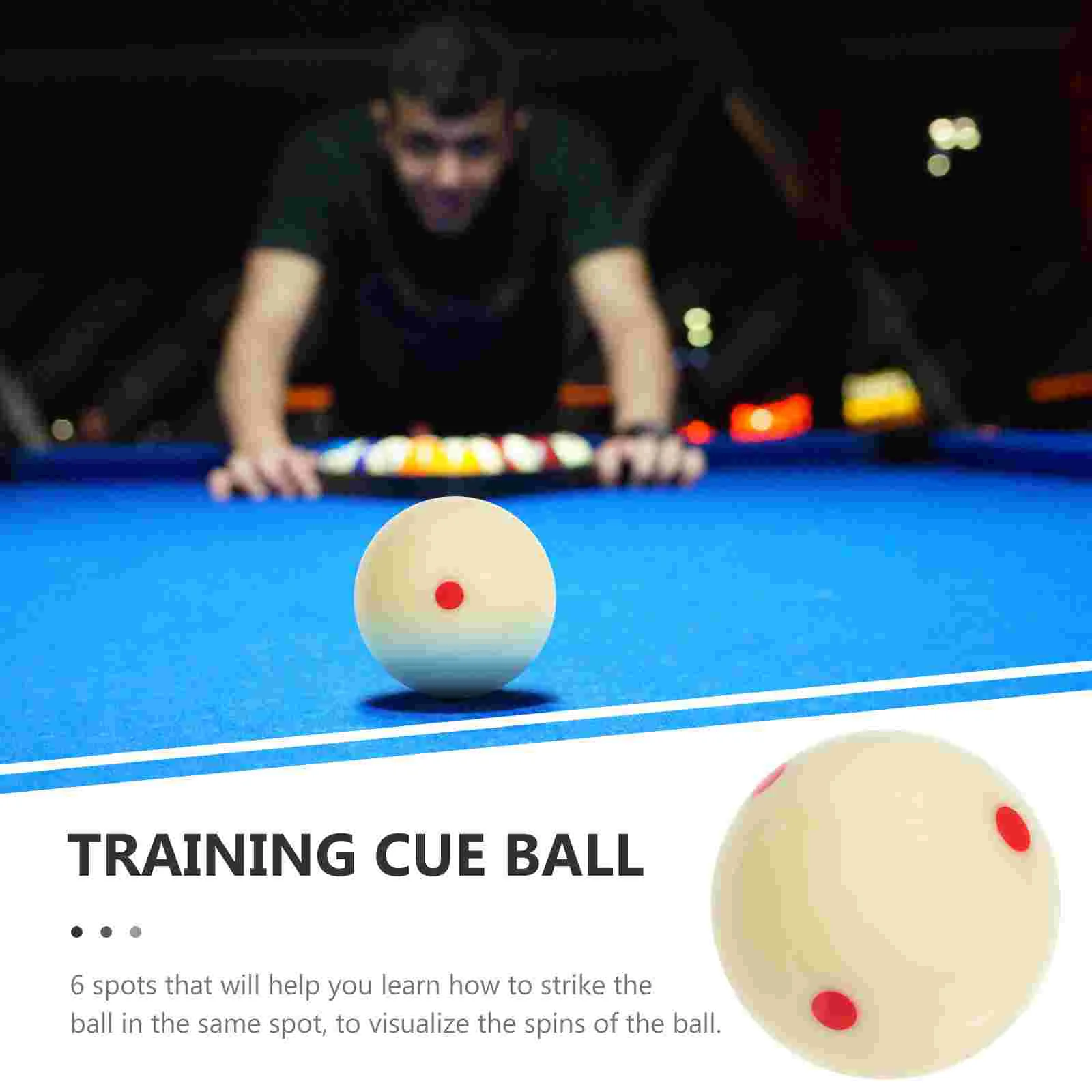 Billiard White Ball with 6 Dots Major Practice Training Pool Standard Cue Six Red for Improve Skills