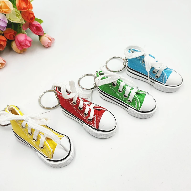 1Pcs Mini 7.5CM Canvas Shoes Keychain Funny Little Boardshorts Keychain Fun Bag Backpack Clothing Charms Decoration Small Gifts