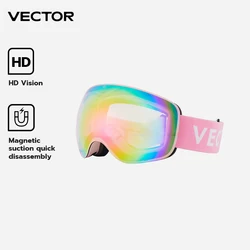 VECTOR OTG 스키 스노우보드 고글 남녀공용, UV 400 눈 보호 안경, 성인용 이중 구면 거울, 마그네틱