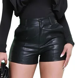 Women's Faux Leather Shorts Sexy High Waist Black PU Leather Shorts Fashion Tight Hip Pants for Female Gifts Drop Shipping