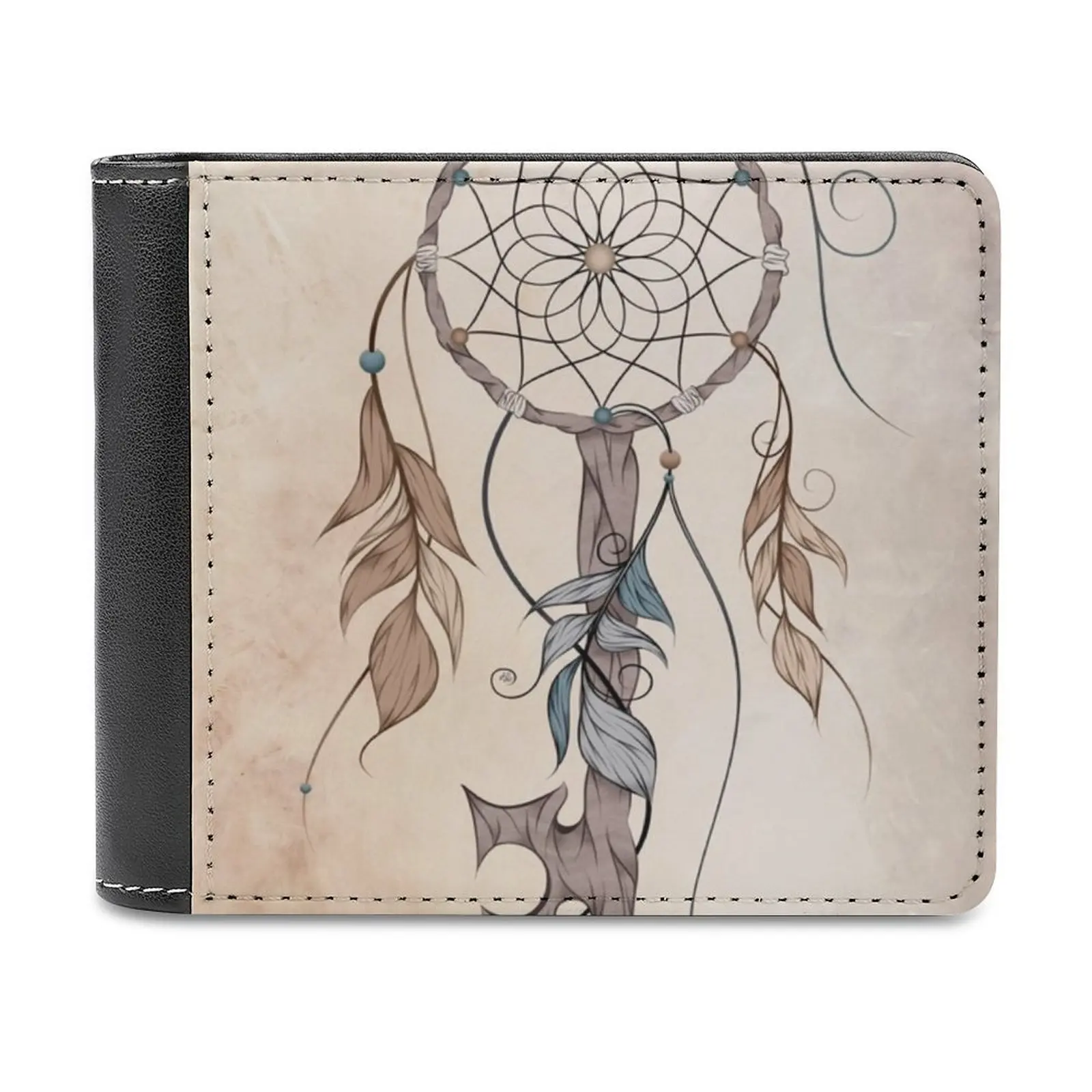 

Key To Dreams Leather Wallet Men's Wallet Purse Money Clips Loujah Doodle Boho Bohochic Bohostyle Bohemian Gypsy Hippy Indie