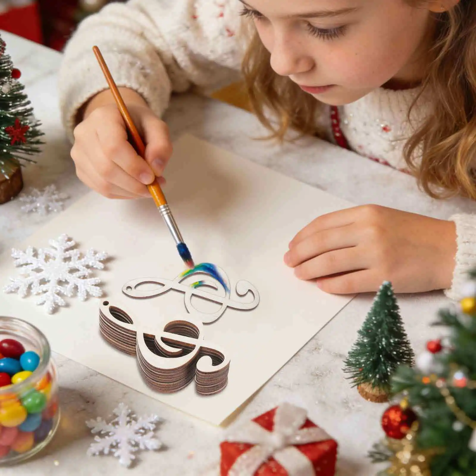 

10pcs Musical Note Slices Unfinished Wooden Pieces For Diy Crafts Lightweight Wood Cutouts For School Supplies Handmade