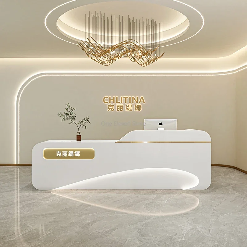 Hairdresser Counter Beauty Institute Reception Desk Luxury Receptionist Front Salon Business Office Furniture Escritorio Tables