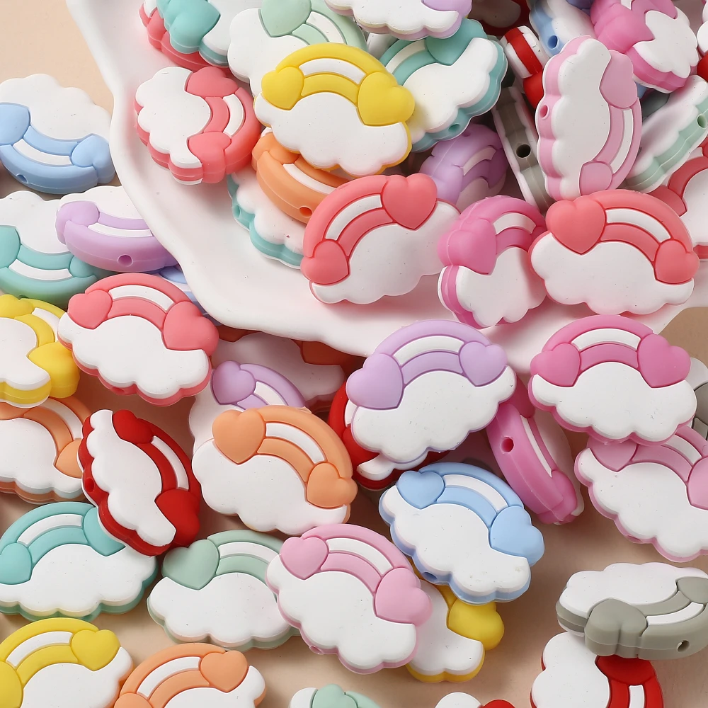 10Pcs 22x30mm Cartoon Clouds Silicone Bead For Nursing Teether Chew Toy DIY Necklace Bracelet Baby Pacifier Chain Jewelry Making