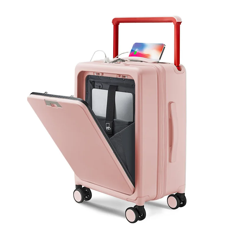 Wide trolley suitcase 20 inch boarding suitcase high value aluminum frame password box universal wheel PC durable trolley case